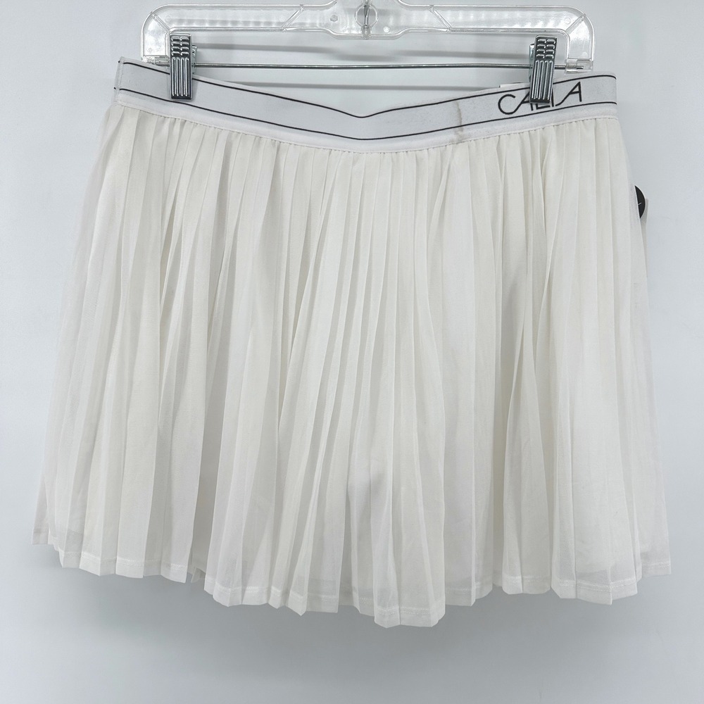 CALIA Court High-Rise Pleated Mesh Skort Pure White WAX15225W Large